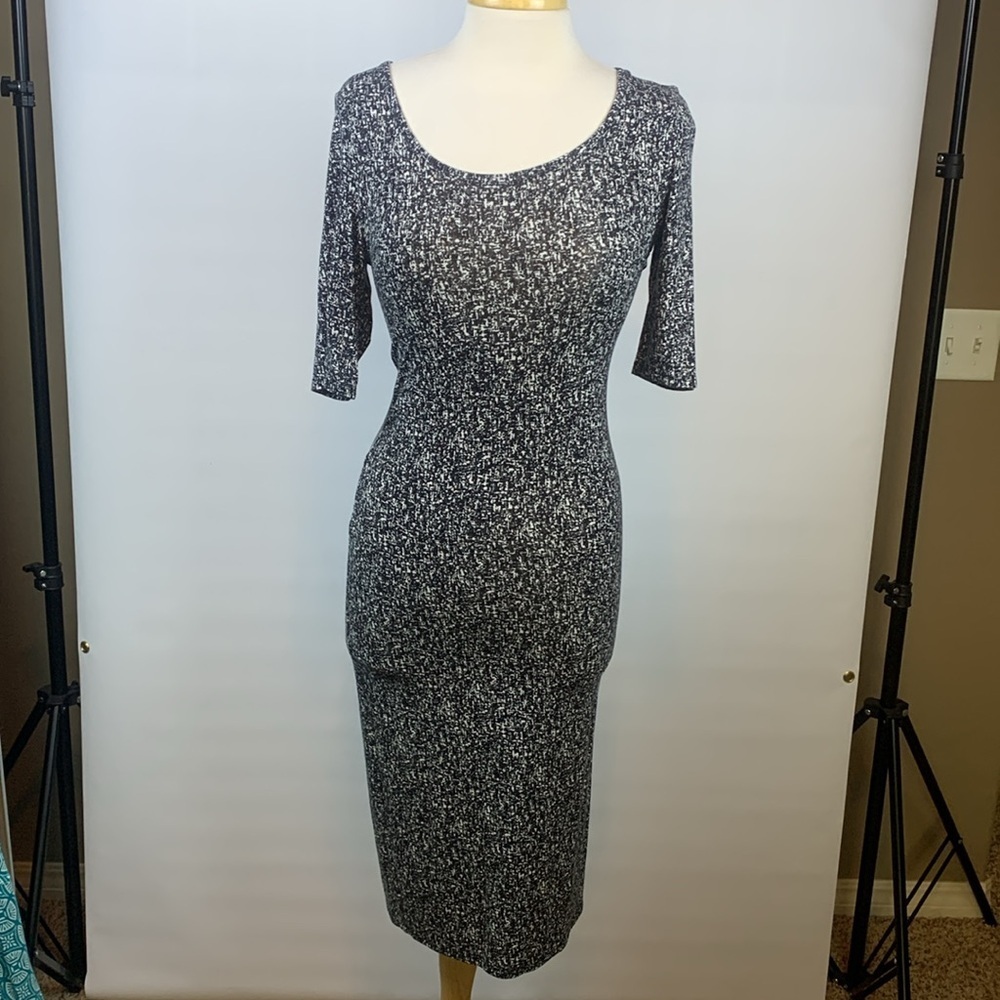 Metaphor black and white bodycon dress, Small